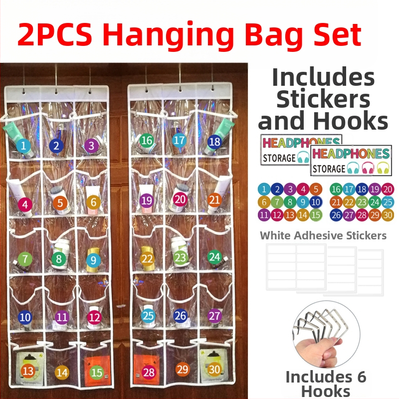 Висяща чанта за съхранение с 15 отделения, нетъкана материя, стенен монтаж или висящ за врата, многофункционална