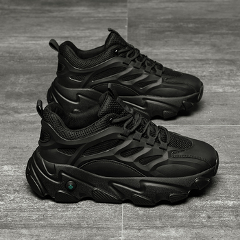 Muške tenisice s debelim potplatom, gornji dio od prave kože, mrežasta unutrašnjost, PU đon, tekstilna uložak – prozračne sportske tenisice (visina peta 3–5 cm)