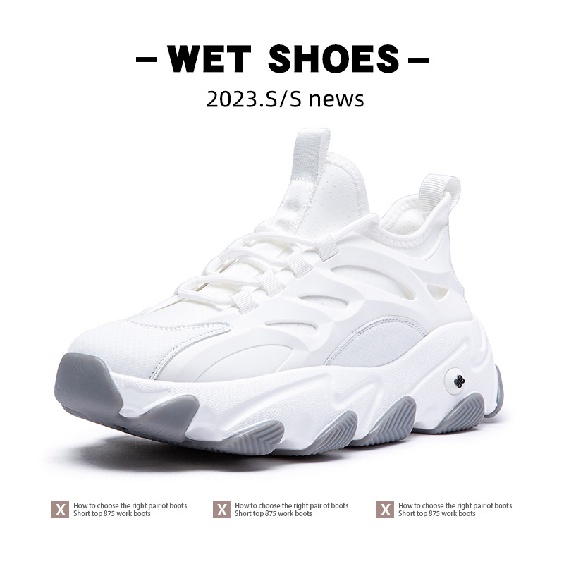 Muške tenisice s debelim potplatom, gornji dio od prave kože, mrežasta unutrašnjost, PU đon, tekstilna uložak – prozračne sportske tenisice (visina peta 3–5 cm)