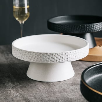 Керамична висока купа за плодове – модерен минималистичен дизайн, кръгла форма, подглазурно покритие, подходяща за микровълнова