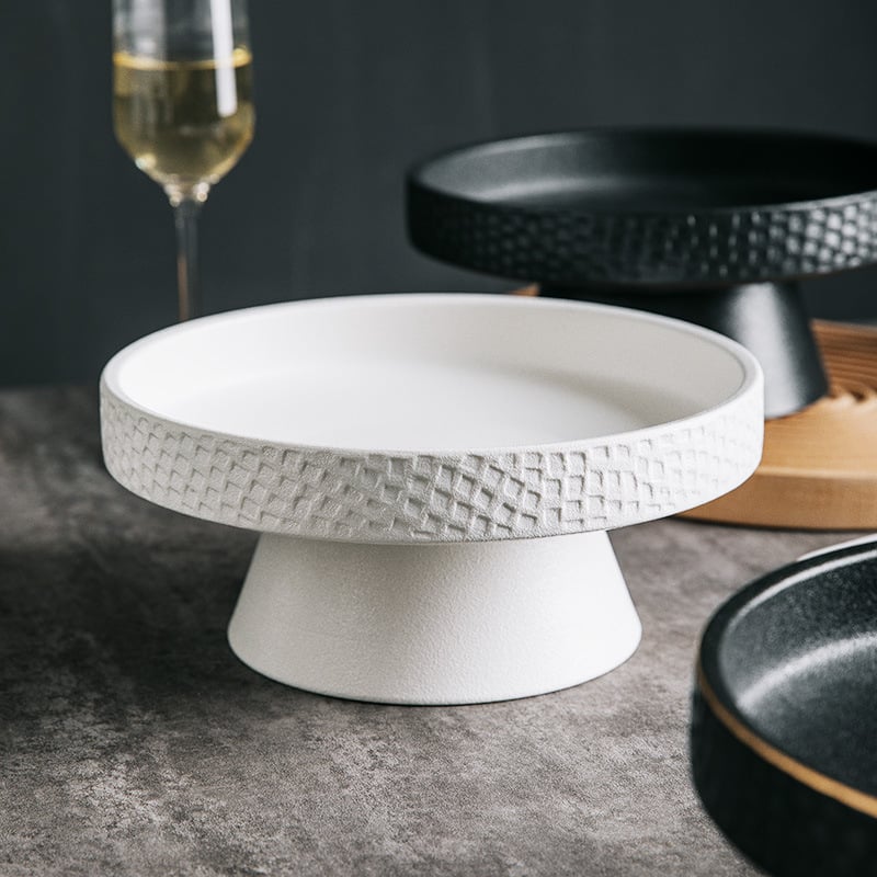 Керамична висока купа за плодове – модерен минималистичен дизайн, кръгла форма, подглазурно покритие, подходяща за микровълнова