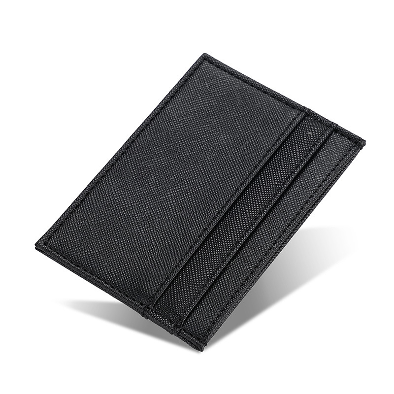 PU kožni ultra-tanki novčanik za kartice s višestrukim pretincima, unisex, prugasti uzorak, gradski minimalizam