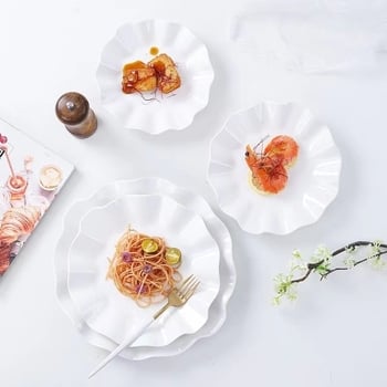 Керамична чиния с неправилна форма, подглазурено покритие, подходяща за микровълнова, модерен минималистичен стил