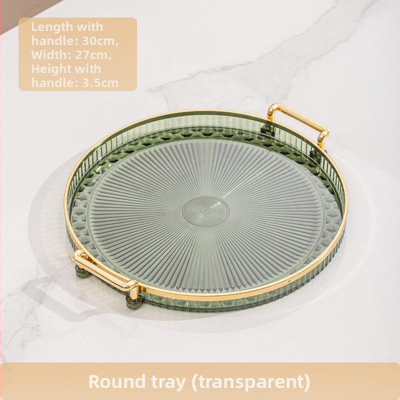 Кръгла пластмасова чиния за плодове с ивици, електроплакирана повърхност, модерен минималистичен стил