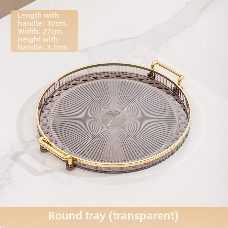 Кръгла пластмасова чиния за плодове с ивици, електроплакирана повърхност, модерен минималистичен стил