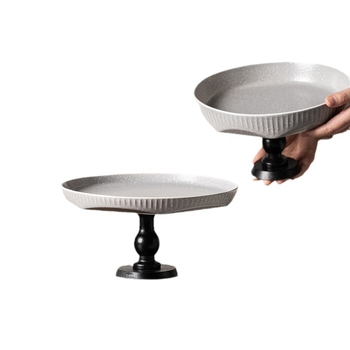 Чиния за плодове от порцелан, кръгла, с шарка на ивици, ретро стил, под глазура, висококачествена