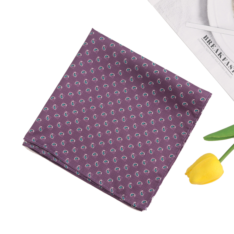 Kišeninis rankšluostis su kešu gėlių raštu, poliesterio siūlai, laisvas stilius, atspaudas