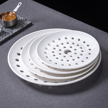 Porcelanska posuda za paru s više rupa, posuda za ocjeđivanje i posuda za voće, za parenje ribe u mikrovalnoj, moderni minimalistički stil