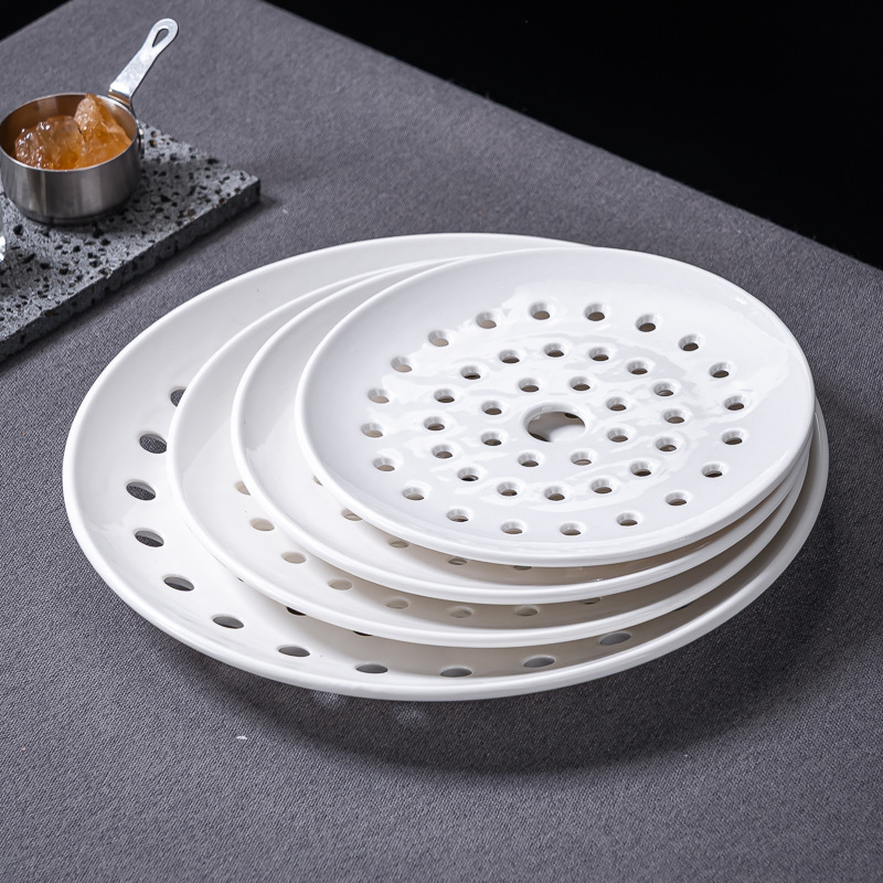Porcelanska posuda za paru s više rupa, posuda za ocjeđivanje i posuda za voće, za parenje ribe u mikrovalnoj, moderni minimalistički stil