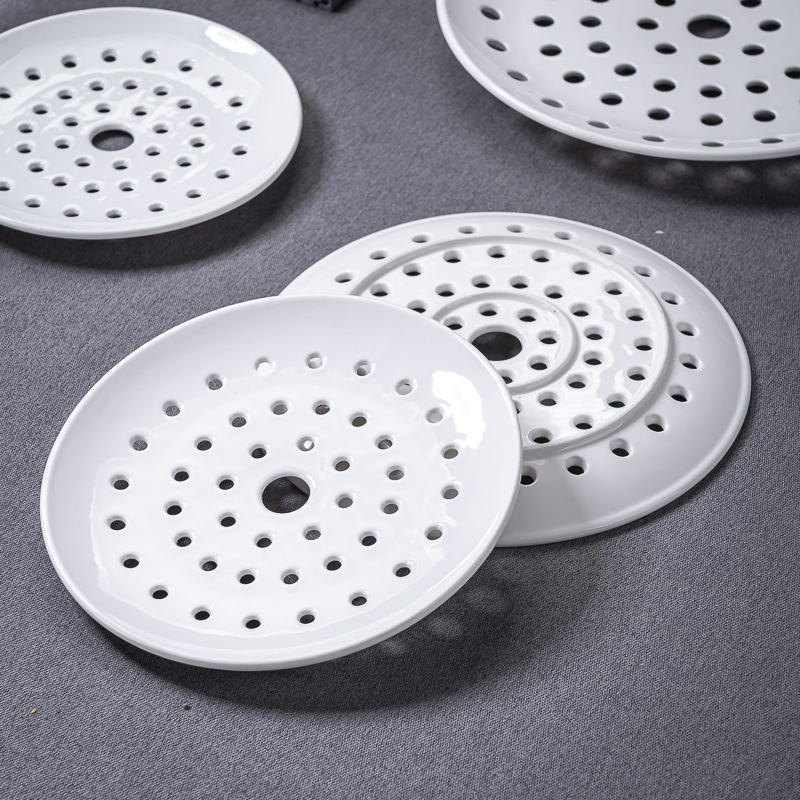 Porcelanska posuda za paru s više rupa, posuda za ocjeđivanje i posuda za voće, za parenje ribe u mikrovalnoj, moderni minimalistički stil