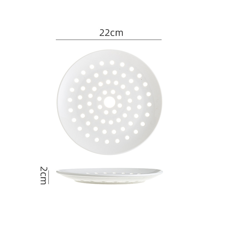 Porcelanska posuda za paru s više rupa, posuda za ocjeđivanje i posuda za voće, za parenje ribe u mikrovalnoj, moderni minimalistički stil