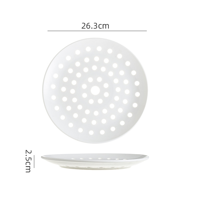 Porcelanska posuda za paru s više rupa, posuda za ocjeđivanje i posuda za voće, za parenje ribe u mikrovalnoj, moderni minimalistički stil