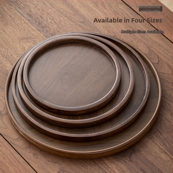 Kerek bambusz tálca teához és desszertekhez, mikrózható, letisztult modern dizájn