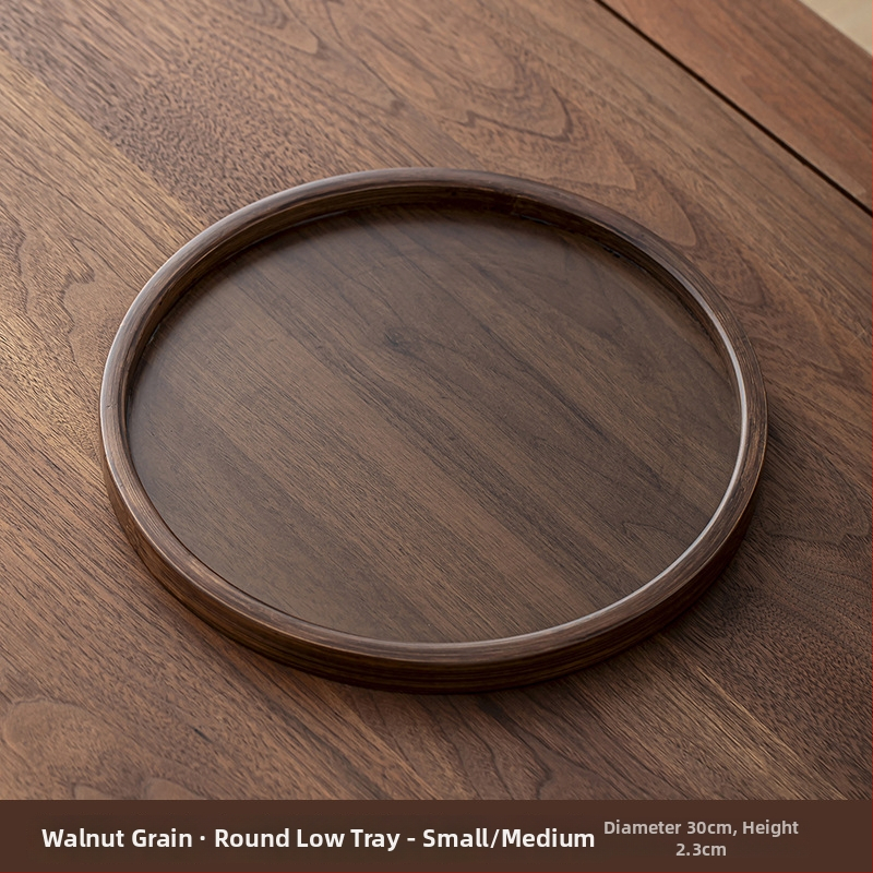 Kerek bambusz tálca teához és desszertekhez, mikrózható, letisztult modern dizájn