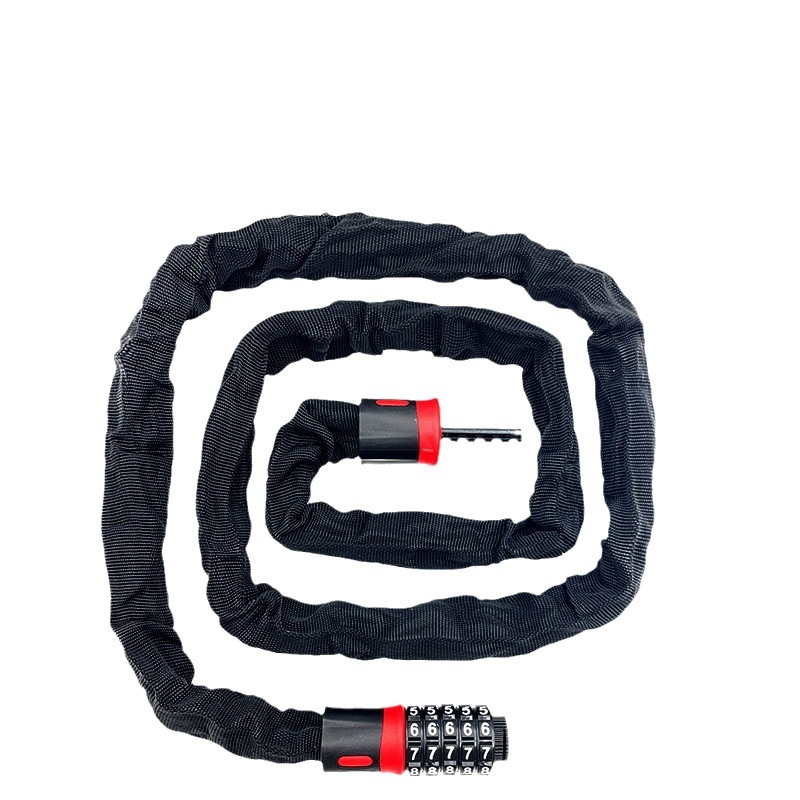 Кодова верижна ключалка за велосипеди, електрически велосипеди и мотоцикли – алуминиева, заключване с код, стил модерен минимализъм