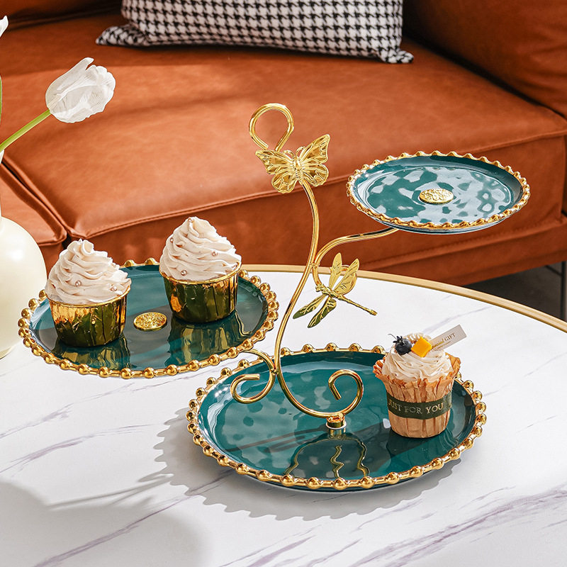 Porcelanski višeslojni tanjur voća za kućnu upotrebu, Hongxing Ceramics, stil lagani luksuz, retro stil