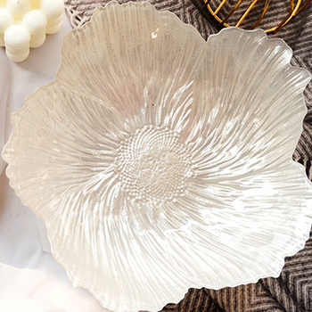 Стъклена чиния с дизайн на цветя, скандинавски стил, неравна форма, електроплатинг повърхност