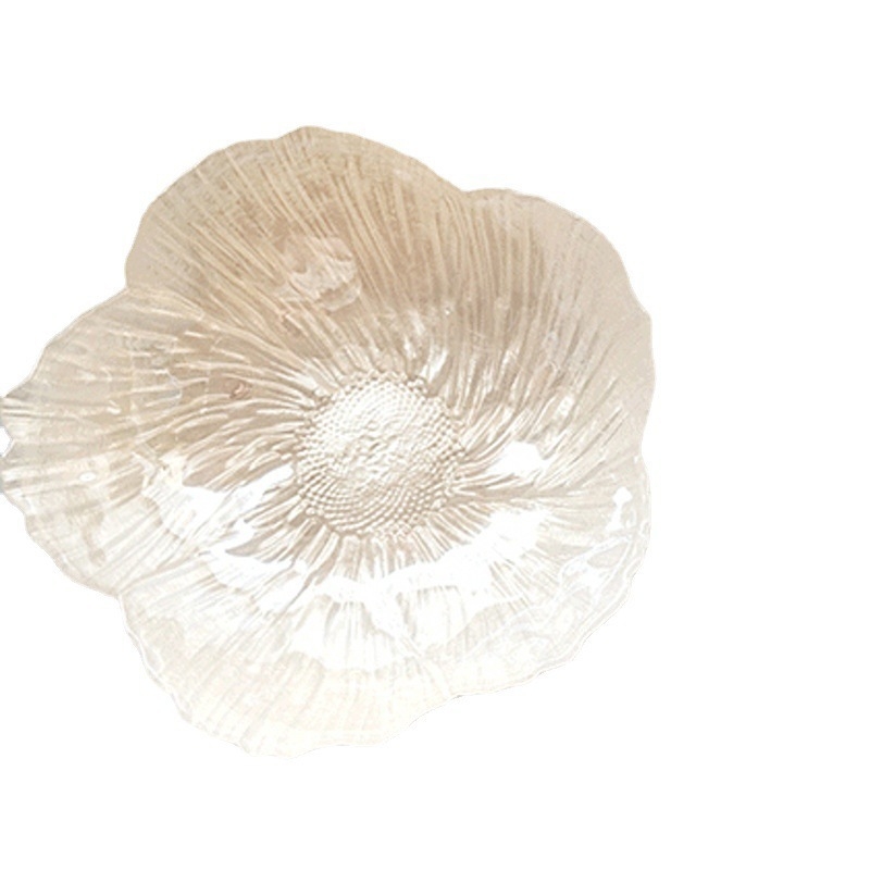 Стъклена чиния с дизайн на цветя, скандинавски стил, неравна форма, електроплатинг повърхност