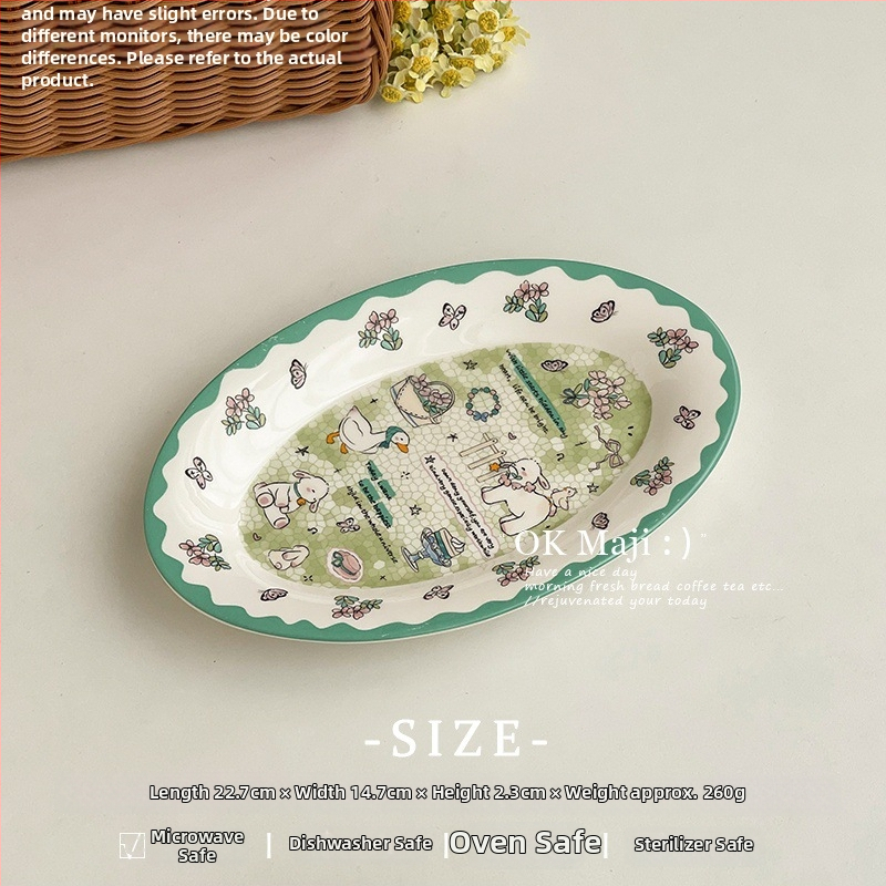 Порцеланова чиния с карикатурен принт, модерен минималистичен стил; подходяща за микровълнова печка; повърхност: високотемператен декал (Критични спецификации)