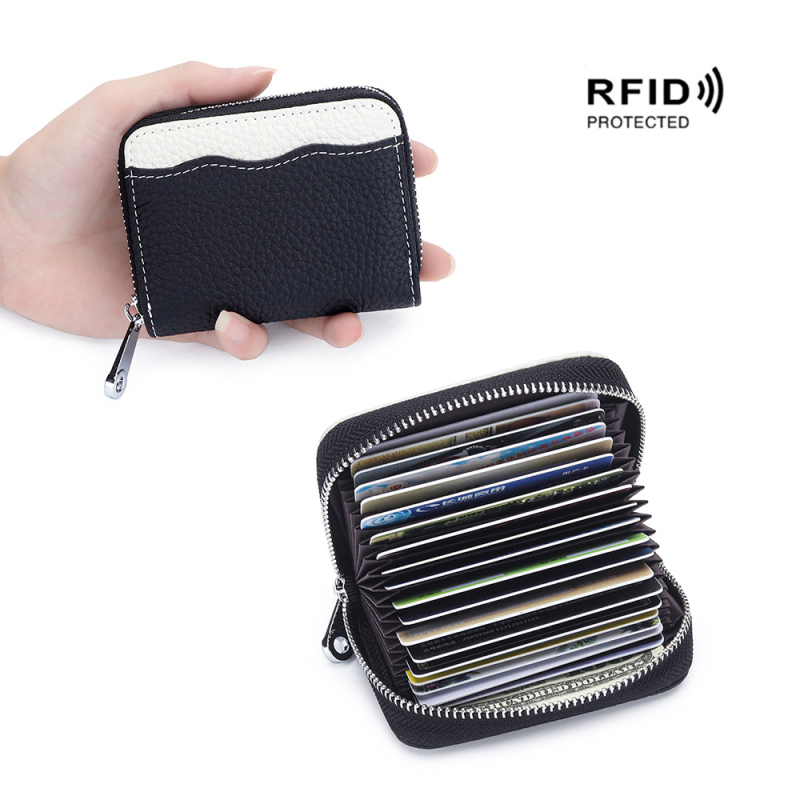 Valódi bőrből készült kártyatartó, első réteg tehénbőrből, rövid stílus, 18 kártyahellyel, uniszex