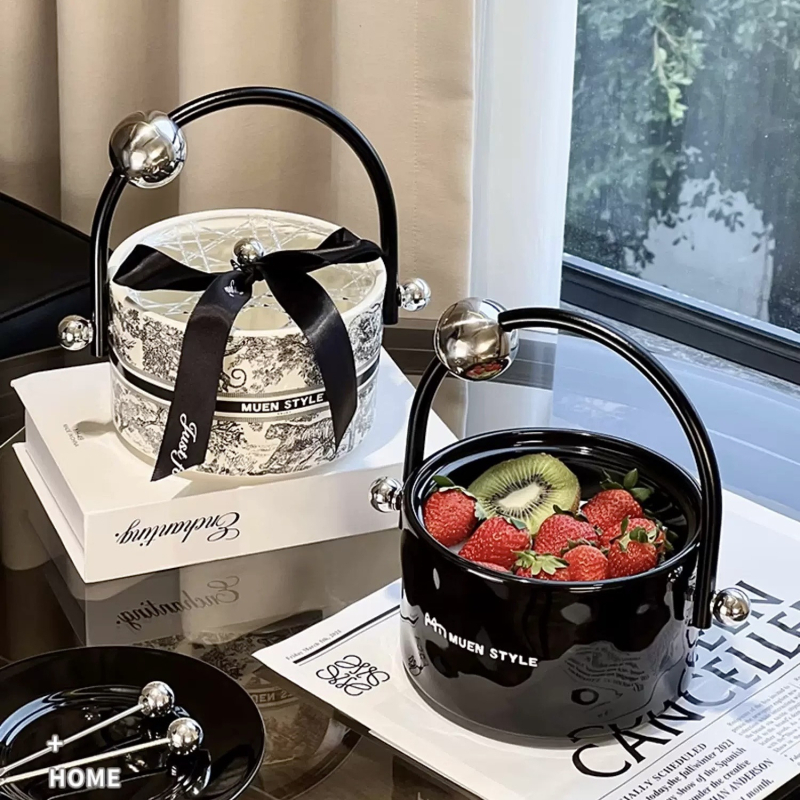 Mu en porcelán gyümölcstál, könnyed luxus retro stílus, 2024-es piacra kerülés, első osztályú minőség