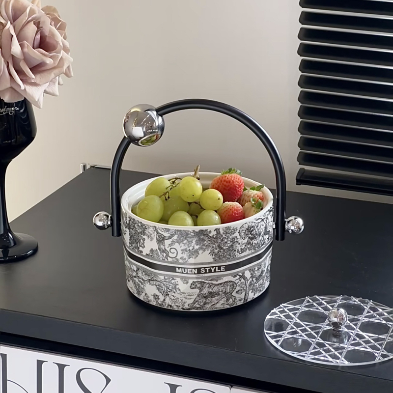 Mu en porcelán gyümölcstál, könnyed luxus retro stílus, 2024-es piacra kerülés, első osztályú minőség