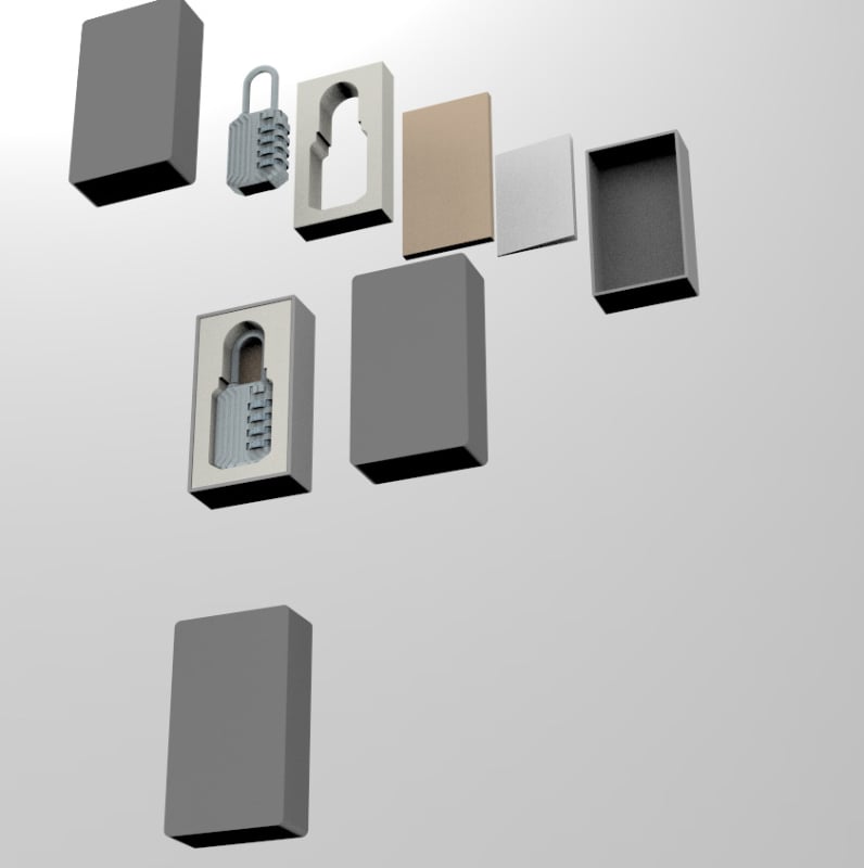 Комбинационен заключващ механизъм за шкафове и багаж, модел 884HP, цинкова сплав, стил лек лукс, дебелина на заключващия прът 3.8 мм, разстояние между пръчките 12 мм, марка Up Security/Abseko