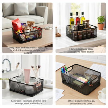 Metalna košara za skladištenje, moderan minimalistički stil; pogodna za donje rublje, uredski pribor, voće, povrće, kozmetiku/nakit; model: Storage basket; pakiranje: 1–50 komada