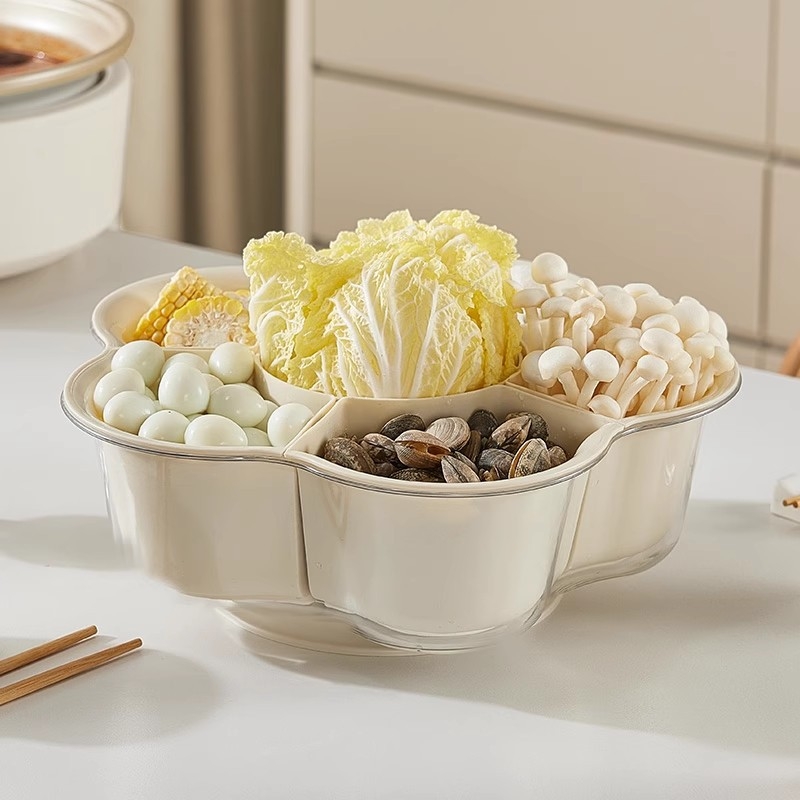 Mi hao Posuda za hot pot s odjeljcima, okretna, s odvodom – plastična