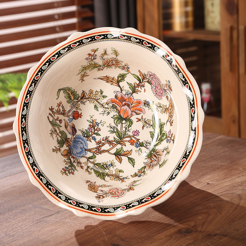 Porcelanska zdjela za voće, s visokim nogama, europski stil, lagani luksuzni retro dizajn za dnevni boravak u vili