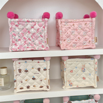 Košara za pohranu od tekstila s quilt dizajnom, model 5224, korejskog stila, pogodna za kozmetiku, grickalice, lijekove, nakit, voće i kablove
