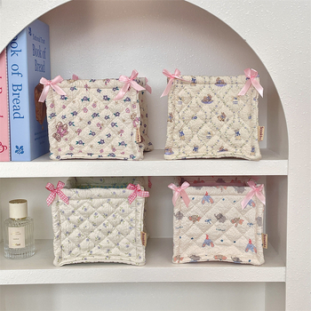 Košara za pohranu od tekstila s quilt dizajnom, model 5224, korejskog stila, pogodna za kozmetiku, grickalice, lijekove, nakit, voće i kablove