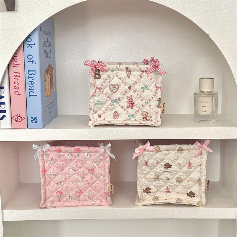 Košara za pohranu od tekstila s quilt dizajnom, model 5224, korejskog stila, pogodna za kozmetiku, grickalice, lijekove, nakit, voće i kablove