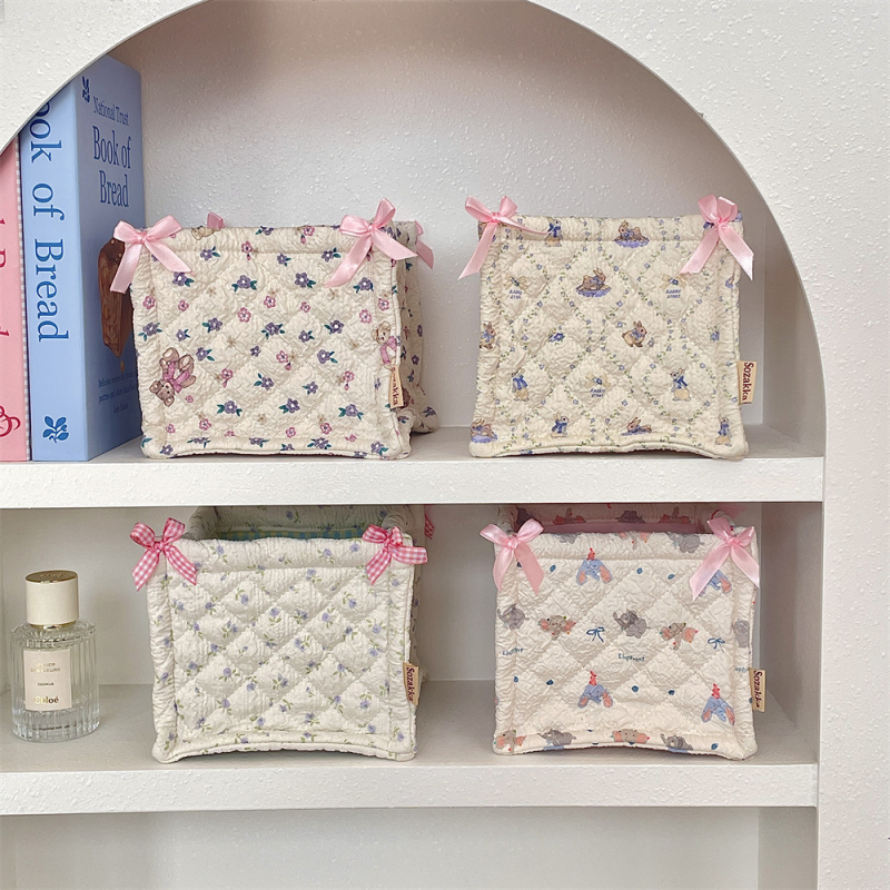 Košara za pohranu od tekstila s quilt dizajnom, model 5224, korejskog stila, pogodna za kozmetiku, grickalice, lijekove, nakit, voće i kablove