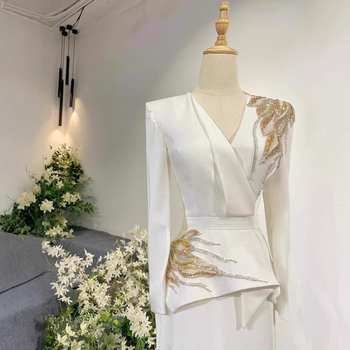 Rochie de seară pentru gazdă și reprezentații, mâneci lungi, fustă lungă, talie mijlocie înaltă, material poliester, conținut principal 30–50%