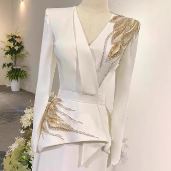 Rochie de seară pentru gazdă și reprezentații, mâneci lungi, fustă lungă, talie mijlocie înaltă, material poliester, conținut principal 30–50%