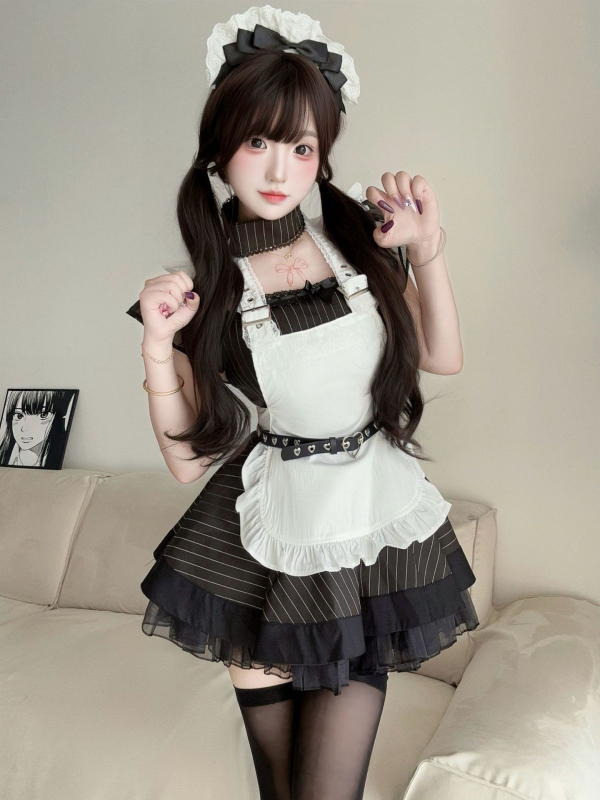 Lolita kostim služkinje za cosplay – poliester, branda FAMMEZ, ljeto 2025, svjež i sladak Lolita stil