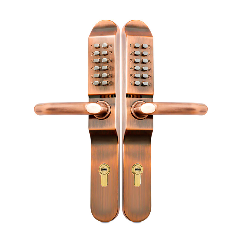 Двустранна механична кодова ключалка за врати с ключ за външни порти и огради, модел 608as, цинкова сплав, дебелина на заключващата пръчка 8 мм, разстояние между пръчките 3,5 мм, тип числова, за дома и бизнеса