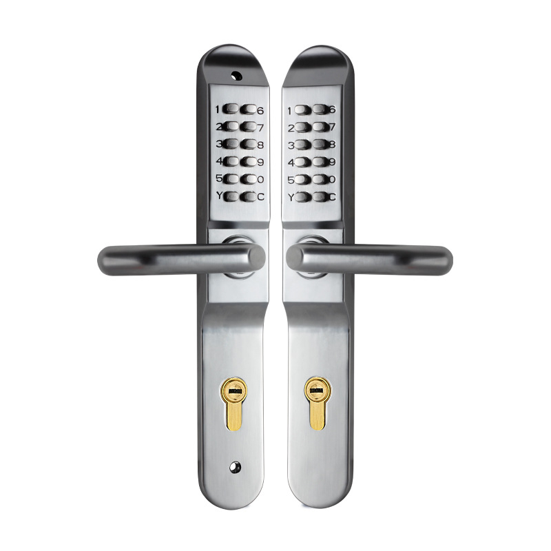 Двустранна механична кодова ключалка за врати с ключ за външни порти и огради, модел 608as, цинкова сплав, дебелина на заключващата пръчка 8 мм, разстояние между пръчките 3,5 мм, тип числова, за дома и бизнеса