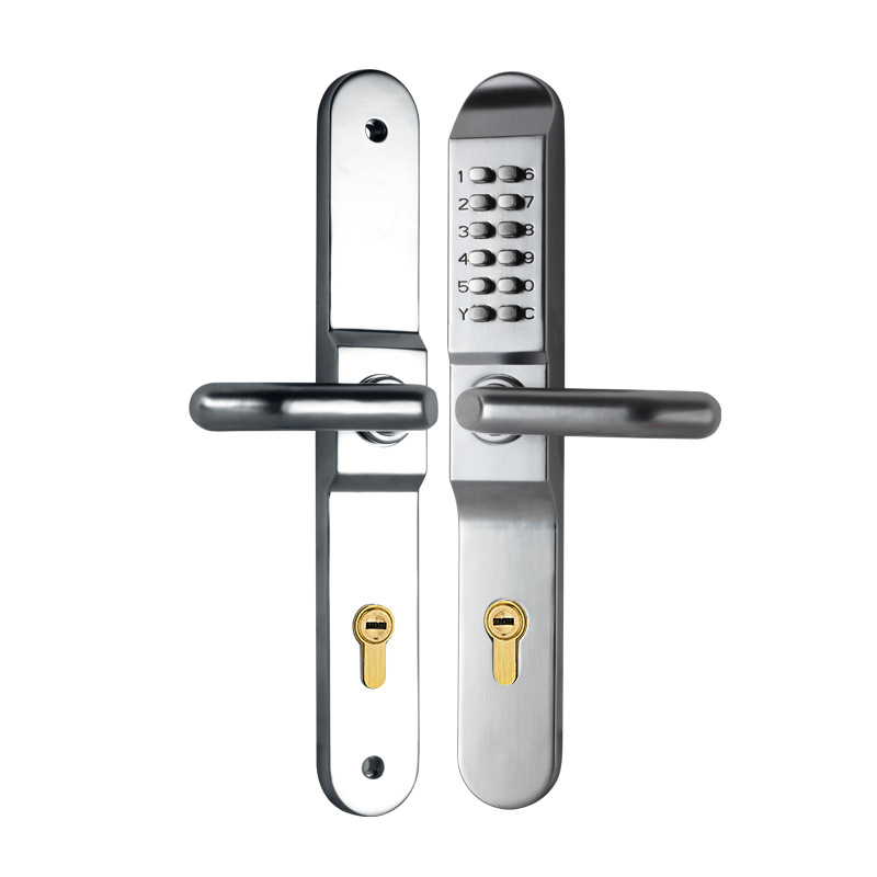 Двустранна механична кодова ключалка за врати с ключ за външни порти и огради, модел 608as, цинкова сплав, дебелина на заключващата пръчка 8 мм, разстояние между пръчките 3,5 мм, тип числова, за дома и бизнеса