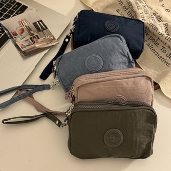 Монетник от найлон, градски минимализъм, 3-слоен цип, голям капацитет, водоустойчив за телефон и ключове