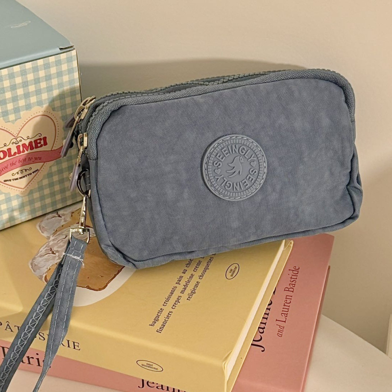 Монетник от найлон, градски минимализъм, 3-слоен цип, голям капацитет, водоустойчив за телефон и ключове