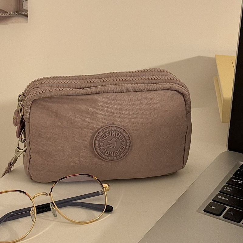 Монетник от найлон, градски минимализъм, 3-слоен цип, голям капацитет, водоустойчив за телефон и ключове