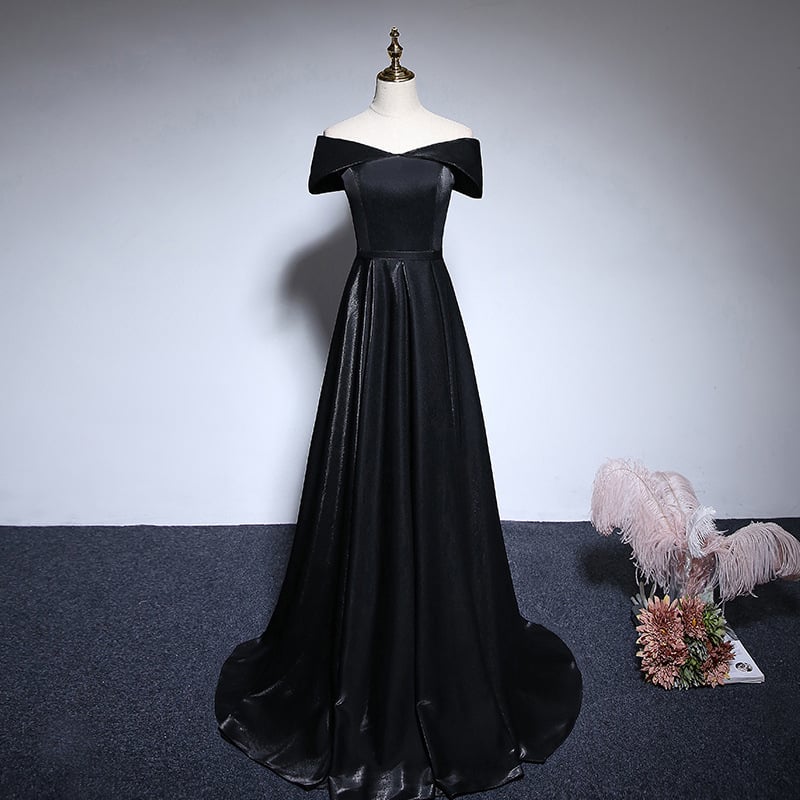 Rochie de seară cu un umăr, satin - lungă, talie înaltă