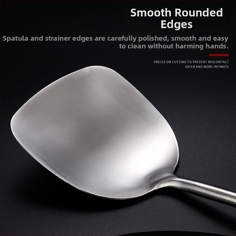 Rozsdamentes acél kanál- és spatulakészlet rózsafa nyéllel, csúszásmentes, hőálló