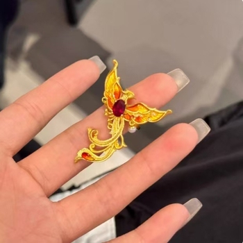 Réz gyűrű Phoenix motívummal, esküvői, állítható, geometriai stílus, galvanikus bevonat