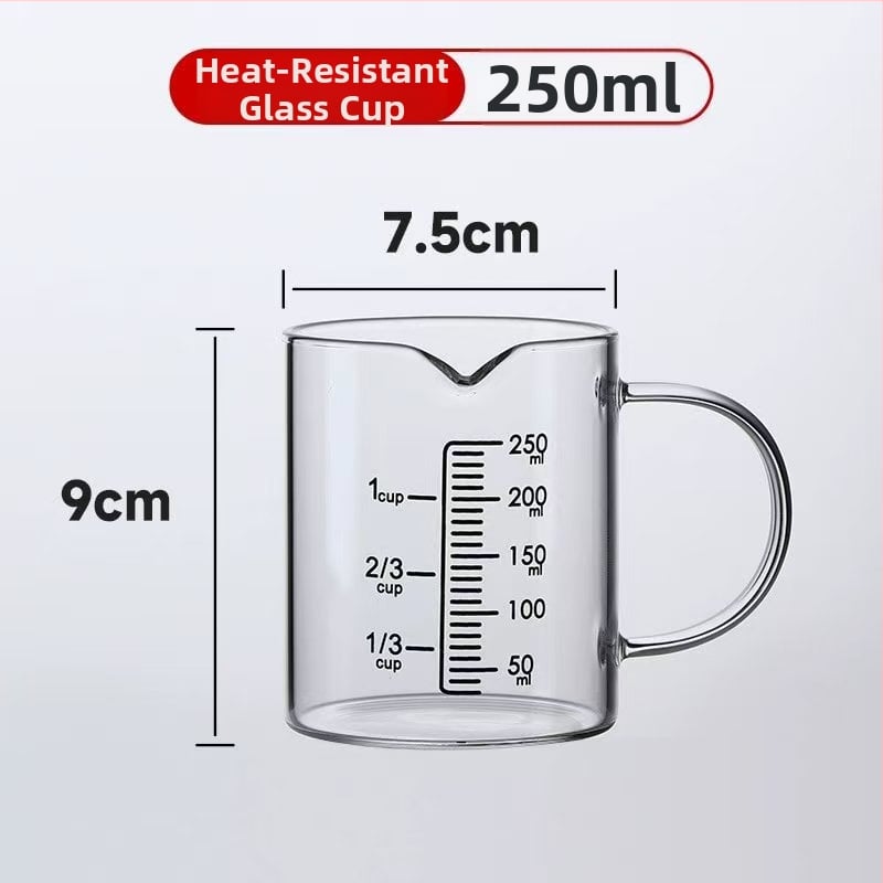 Mérőedény kézi fogantyúval – boroszilikát üveg, beépített skála, sütéshez