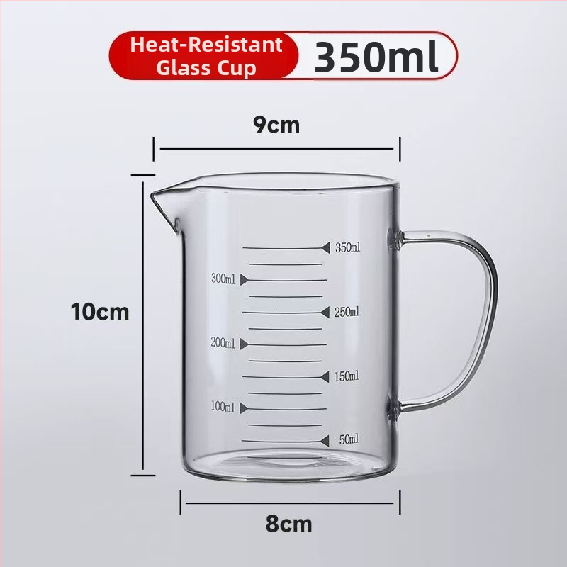 Mérőedény kézi fogantyúval – boroszilikát üveg, beépített skála, sütéshez