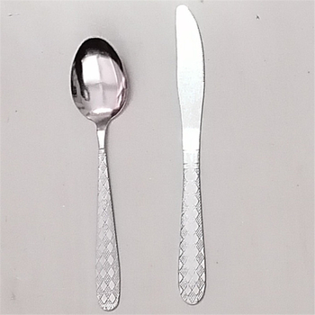 Комплект прибори за хранене: нож, вилица и лъжица от 410 неръждаема стомана, четири части, огледално полирани, модерен стил