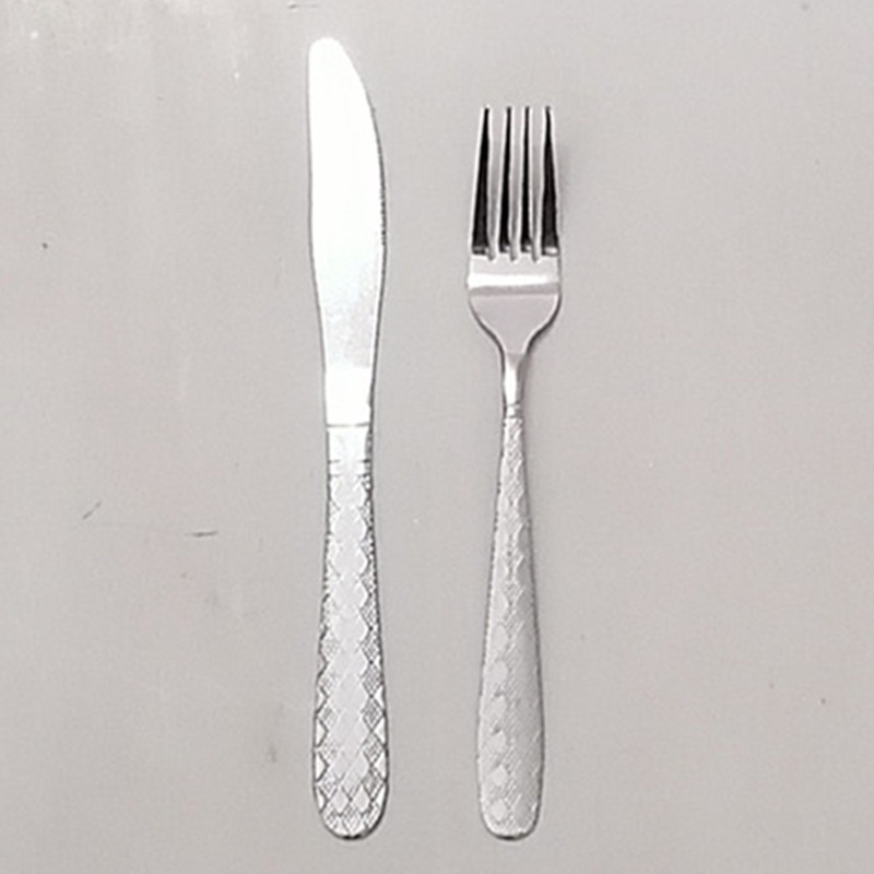 Комплект прибори за хранене: нож, вилица и лъжица от 410 неръждаема стомана, четири части, огледално полирани, модерен стил